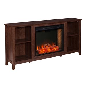 Southern Enterprises Inla 55.5-in W Espresso Fan-forced Smart Electric Fireplace
