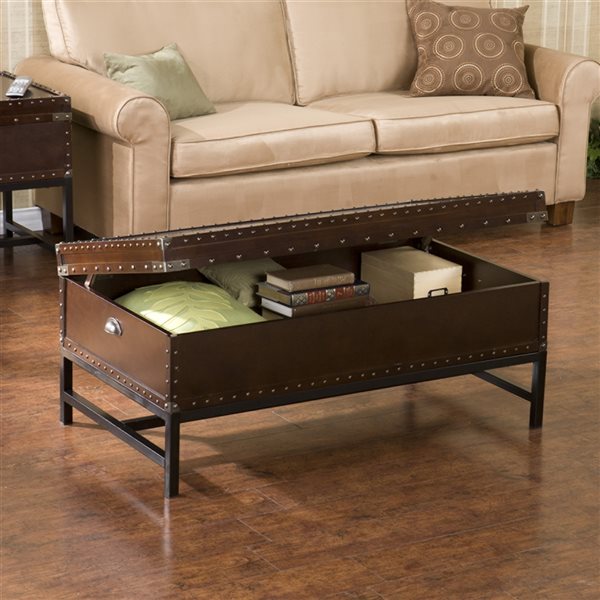 Southern Enterprises Voyager Espresso Wood Veneer Coffee Table