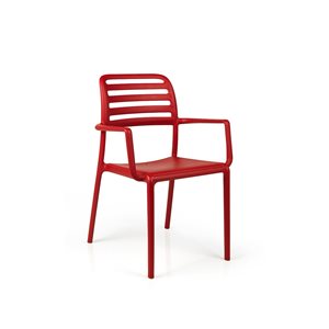 Nardi Set of 4 Rosso/Red Stackable Plastic Stationary Costa Arm Chair