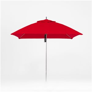 Parasol carré Oasis en aluminium de qualité commerciale de 7,5 pieds par Bum Commercial Furniture, rouge vermillon