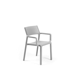 Nardi Set of 4 Grigio/Light Grey Stackable Plastic Stationary Trill Arm Chair