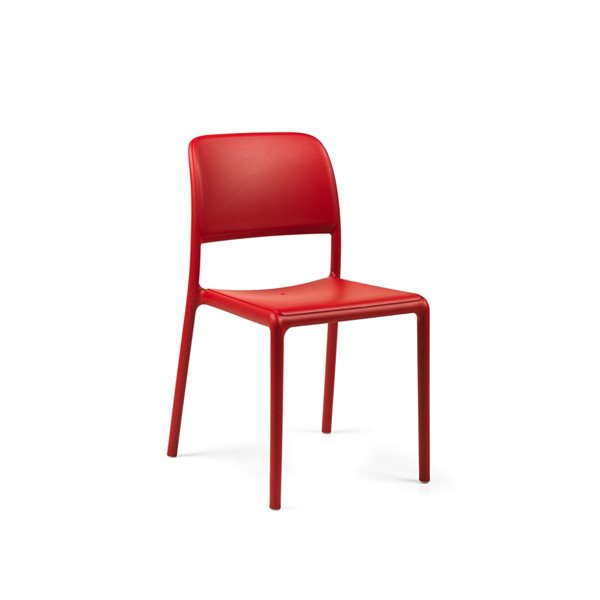 Nardi Set of 4 Rosso/Red Stackable Plastic Stationary Riva Side Chair