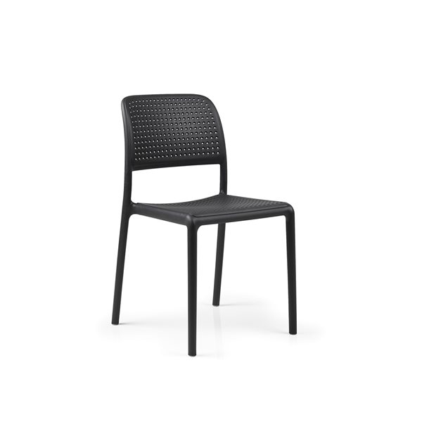 Nardi Set of 4 Charcoal/Anthracite Stackable Plastic Stationary Bora Side Chair