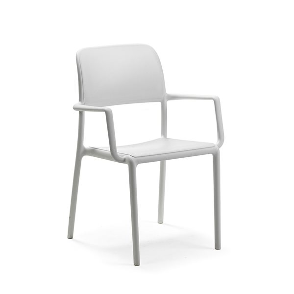 Ensemble Riva de quatre fauteuils empilables en plastique de Nardi, bianco/blanc