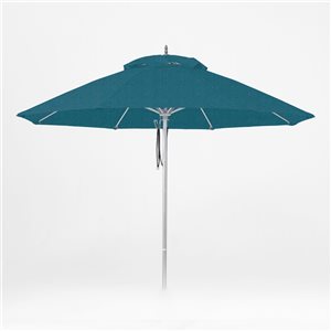 Parasol octogone Oasis en aluminium de qualité commerciale de 9 pieds par Bum Commercial Furniture, bleu denim