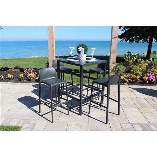 Nardi Cube 80 5-Piece Bar Height Set with Lido Bar Stools - Antracite