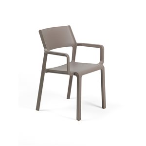 Nardi Set of 4 Tortora/Beige Stackable Plastic Stationary Trill Arm Chair