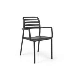 Ensemble Costa de quatre fauteuils empilables en plastique de Nardi, charbon/anthracite