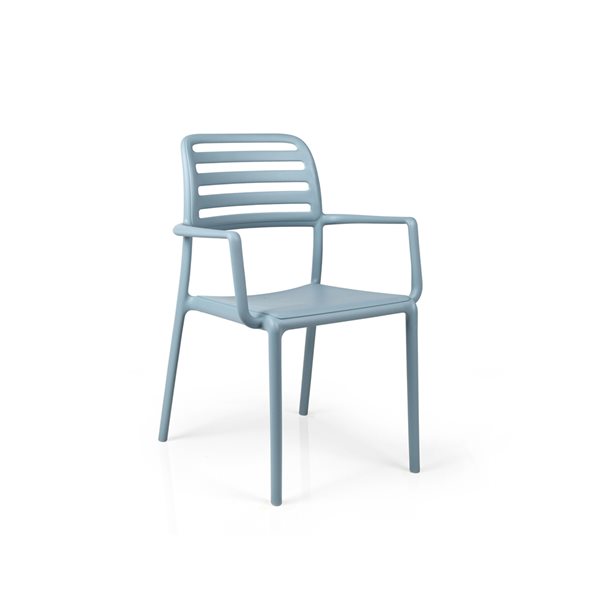 Ensemble Costa de quatre fauteuils empilables en plastique de Nardi, celeste/bleu pâle