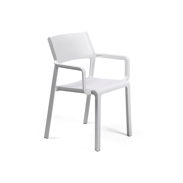 Nardi Set of 4 Bianco/White Stackable Plastic Stationary Trill Arm Chair