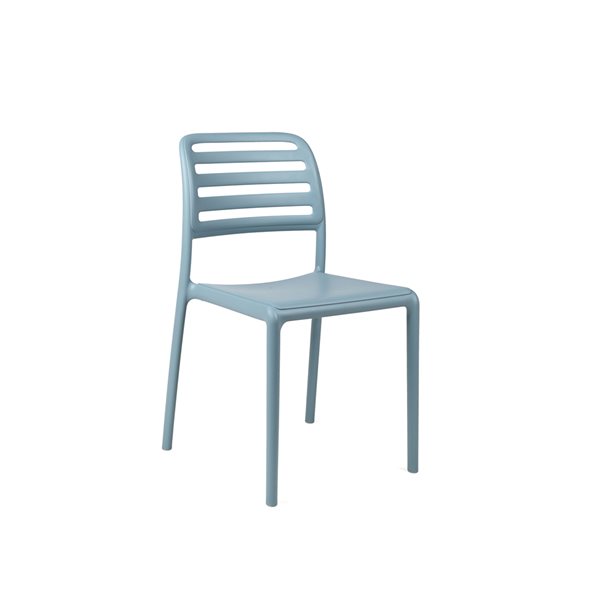 Nardi Set of 4 Celeste/Light Blue Stackable Plastic Stationary Costa Side Chair