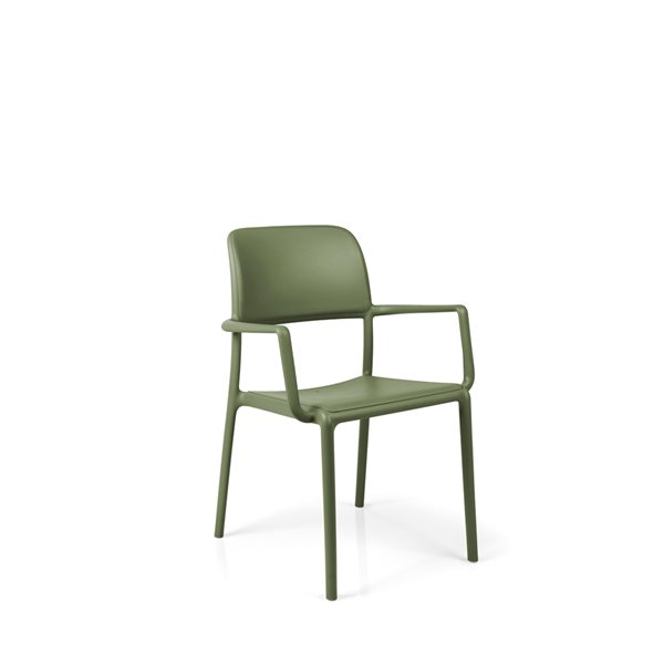 Nardi Set of 4 Agave/Olive Green Stackable Plastic Riva Arm Chair