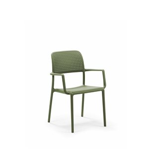 Ensemble Bora de quatre fauteuils empilables en plastique de Nardi, agave/vert olive