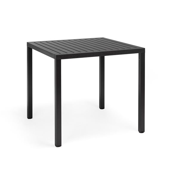 Table Nardi carrée en aluminium et résine charbon 31,5 po