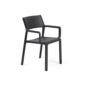 Nardi Set of 4 Anthracite/Charcoal Stackable Plastic Stationary Trill Arm Chair