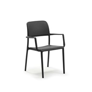 Ensemble Bora de quatre fauteuils empilables en plastique de Nardi, charbon/anthracite