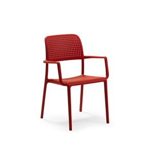 Ensemble Bora de quatre fauteuils empilables en plastique de Nardi, rosso/rouge