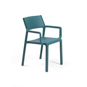 Nardi Set of 4 Ottanio/Turquoise Stackable Plastic Stationary Trill Arm Chair