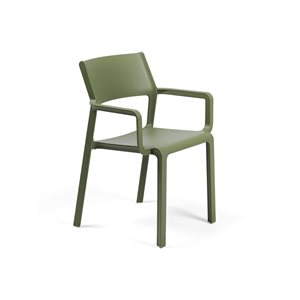 Nardi Set of 4 Agave/Olive Green Stackable Plastic Stationary Trill Arm Chair