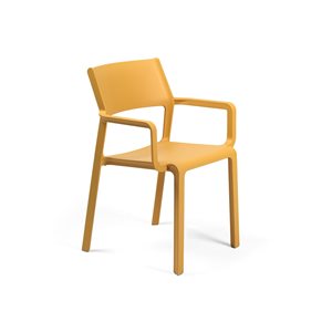 Nardi Set of 4 Senape/Yellow Stackable Plastic Stationary Trill Arm Chair