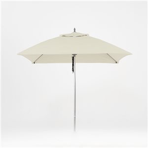 Parasol carré Oasis en aluminium de qualité commerciale de 7,5 pieds par Bum Commercial Furniture, blanc coquille