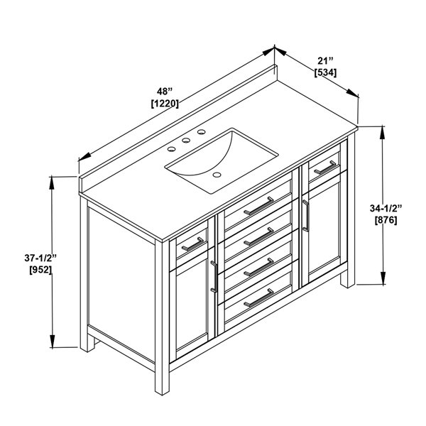 OVE Decors Tahoe 48-in White Single Sink Bathroom Vanity with White Marble Top