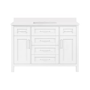 OVE Decors Tahoe 48-in White Single Sink Bathroom Vanity with White Marble Top