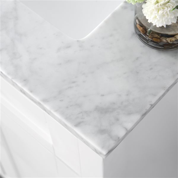 OVE Decors Tahoe 72-in White Double Sink Bathroom Vanity with White Marble Top