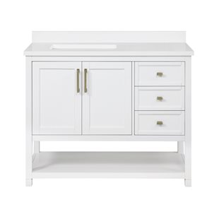 OVE Decors Stanley 42-in White Single Sink Bathroom Vanity with White Engineered Stone Top