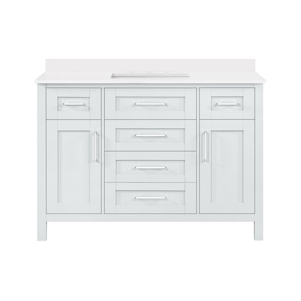 OVE Decors Tahoe 48-in Grey Single Sink Bathroom Vanity with White Engineered Stone Top