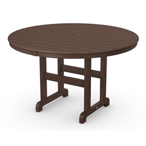 POLYWOOD Mahogany Round Outdoor Dining Table 48-in W x 48-in L with Umbrella Hole