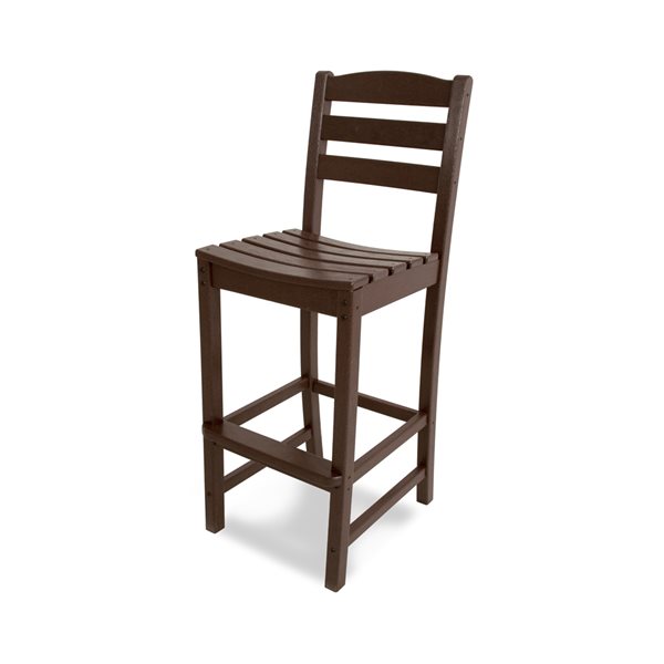 POLYWOOD La Casa Café Mahogany Plastic Bar Chair with Footrest