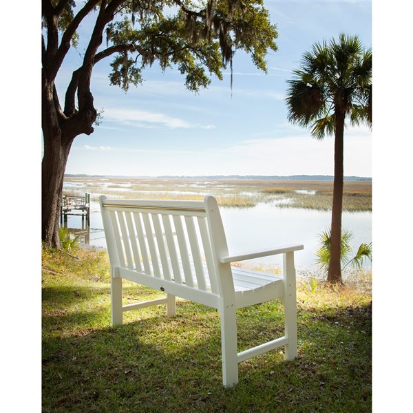 Polywood Vineyard 48-in x 35-in White Lumber Bench