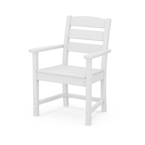 POLYWOOD Lakeside White Plastic Dining Arm Chair