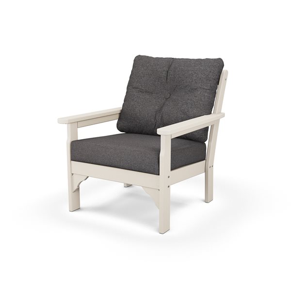 POLYWOOD Vineyard Sand Plastic Deep-Seating Chair with Ash-Charcoal ...