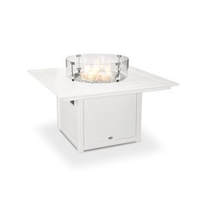 POLYWOOD 42-in White Aluminum Square 60,000 BTU Portable Fire Pit Table with Cover