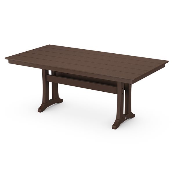 POLYWOOD Mahogany Rectangle Outdoor Dining Table 72.25-in W x 37.75-in L with Umbrella Hole