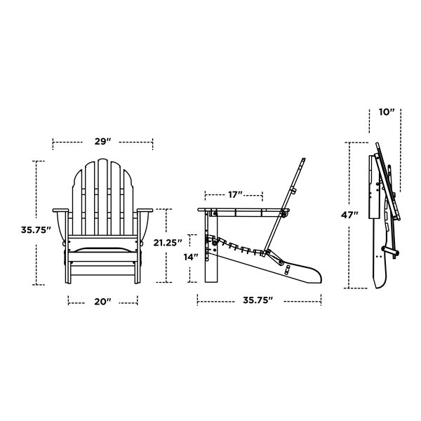 POLYWOOD Classic Adirondack Slate-Grey Folding Chair