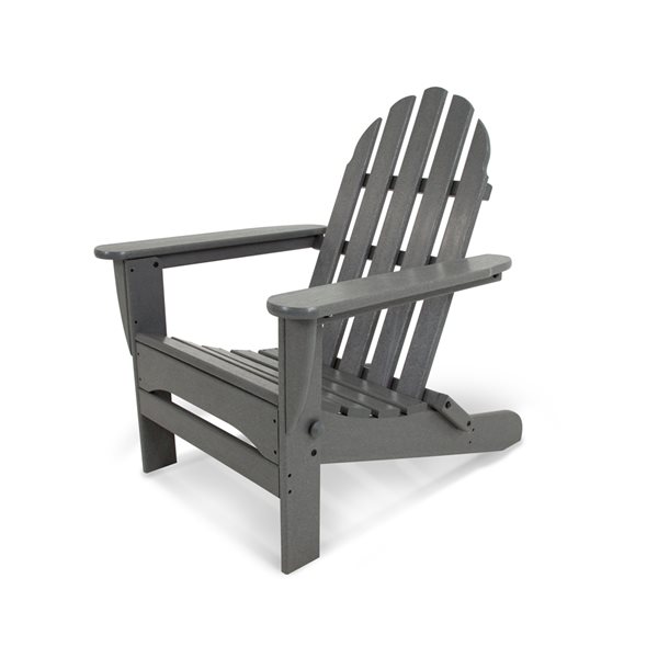 POLYWOOD Classic Adirondack Slate-Grey Folding Chair