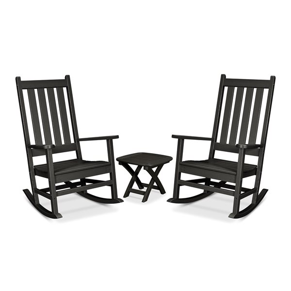 Trex Outdoor Furniture Cape Cod Plastic Frame Charcoal Black 3-Piece Patio Conversation Set