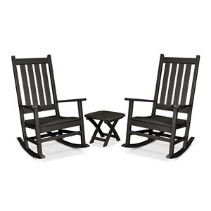 Trex Outdoor Furniture Cape Cod Plastic Frame Charcoal Black 3-Piece Patio Conversation Set