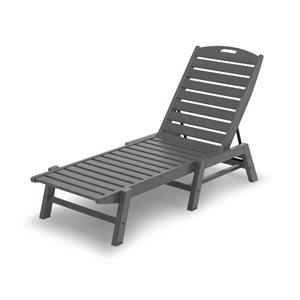 POLYWOOD Nautical Slate-Grey Plastic Stackable Chaise Lounge