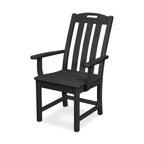 Trex Outdoor Yacht Club Charcoal-Black Plastic Dining Arm Chair