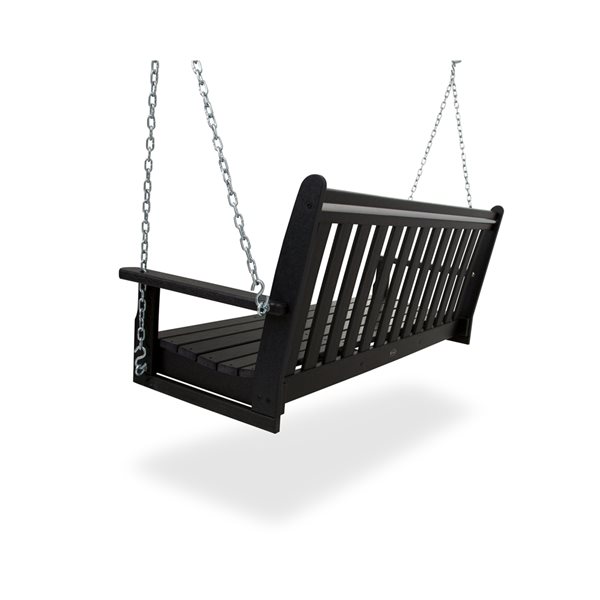 POLYWOOD Vineyard Black Plastic 3-Person Outdoor Swing