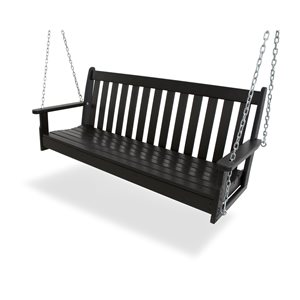 POLYWOOD Vineyard Black Plastic 3-Person Outdoor Swing