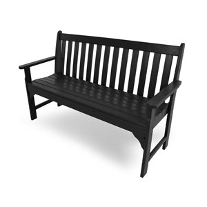 Polywood Vineyard 60-in x 35-in Black Lumber Bench