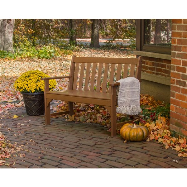 Polywood Vineyard 48-in x 35-in Teak Lumber Bench