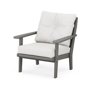 allen + roth Oakport Slate-Grey Plastic Deep-Seating Chair with Natural-Linen Cushions