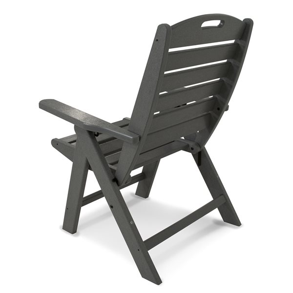 POLYWOOD Nautical Slate-Grey Plastic Stackable Highback Chair