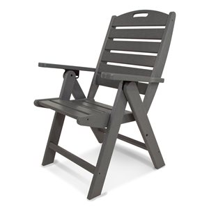 POLYWOOD Nautical Slate-Grey Plastic Stackable Highback Chair